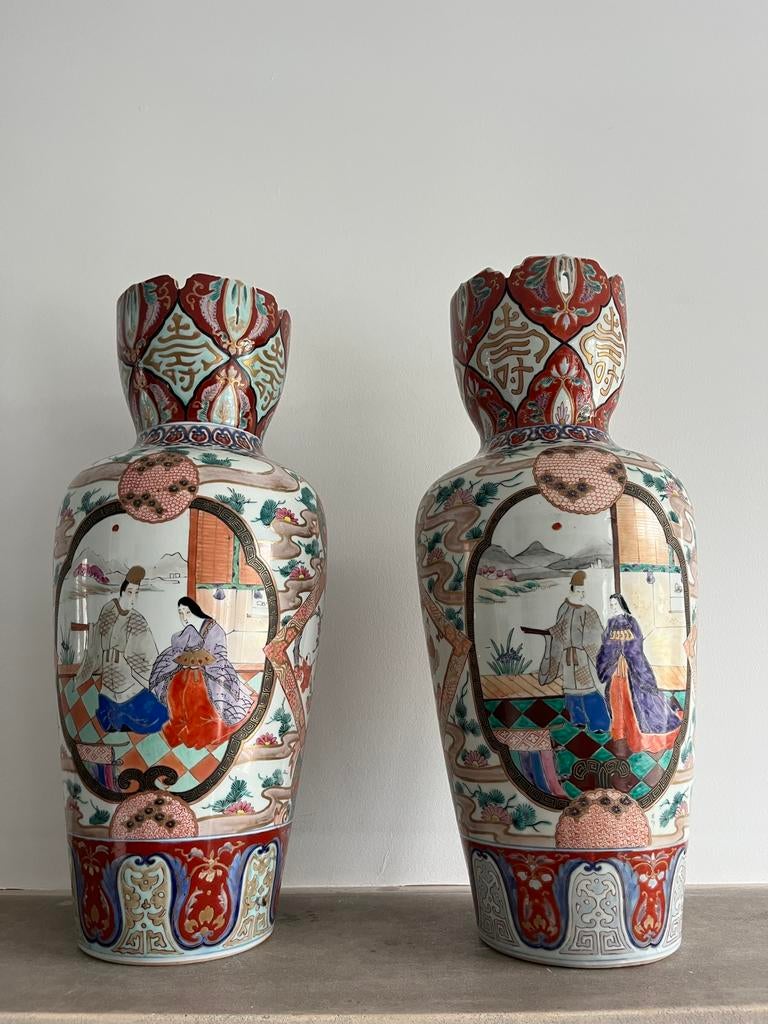 Antiek paar Japanse arita Imari vazen, Ophalen of Verzenden