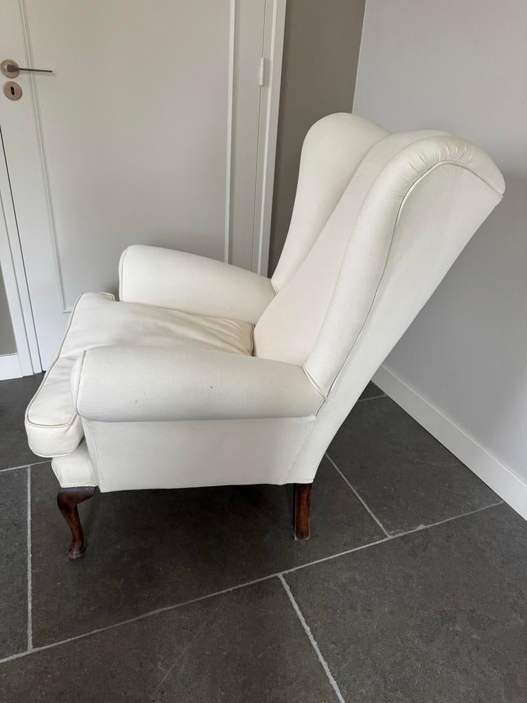 Twee comfortabele wingchairs - Crèmekleurig, Ophalen, Gebruikt, Stof, 75 tot 100 cm