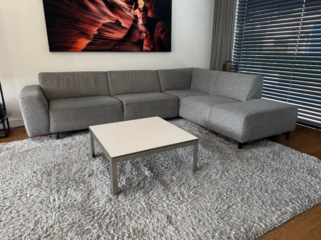 Moderne zithoek hoekbank 305 x 221 met boxspring vulling, Ophalen, Gebruikt, Stof