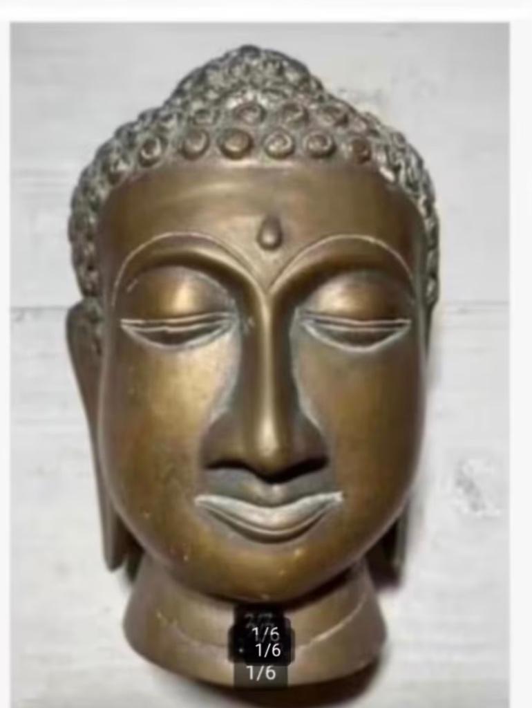 Prachtig Boeddha beeld hoofd messing koper 18 cm hg, Ophalen of Verzenden