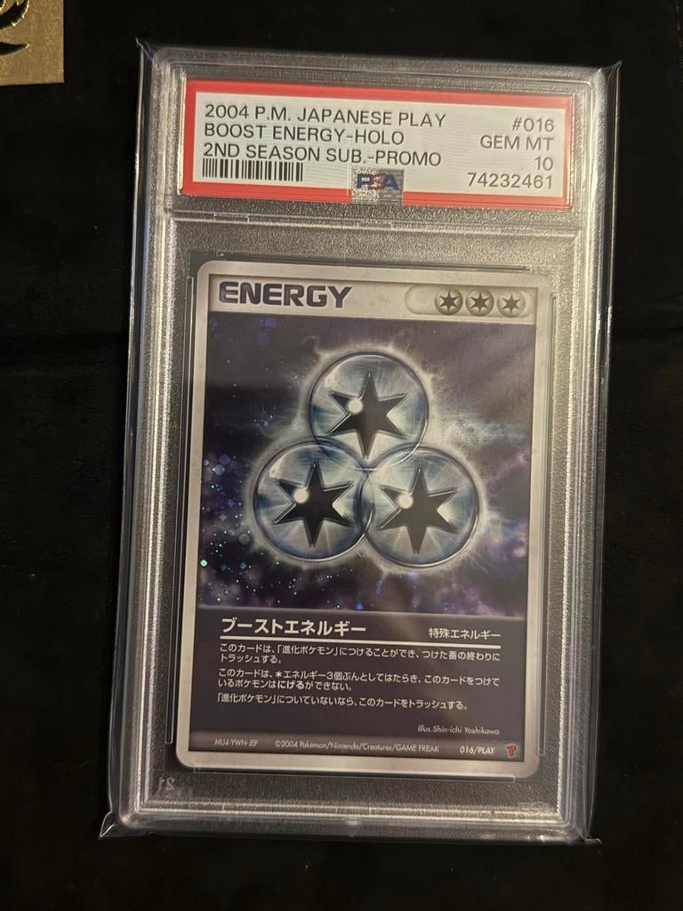 Pokemon Boost Energy Holo PSA 10 pokemon, Ophalen of Verzenden, Zo goed als nieuw, Losse kaart, Foil