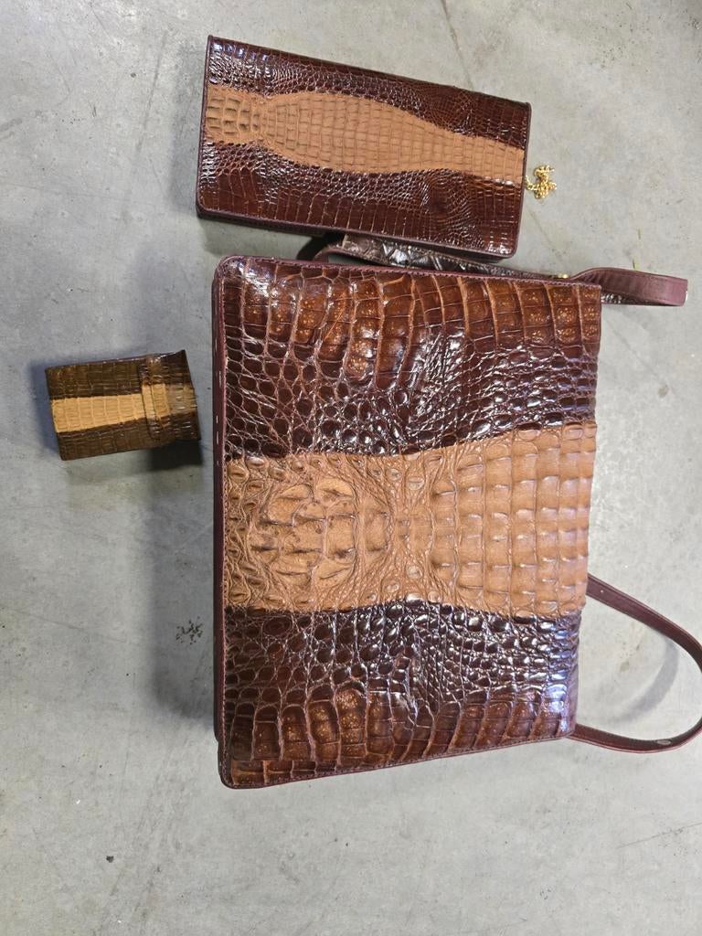 Zo goed als nieuwe krokodillenleren tas met portefeuille, Sieraden, Tassen en Uiterlijk, Ophalen of Verzenden, Zo goed als nieuw