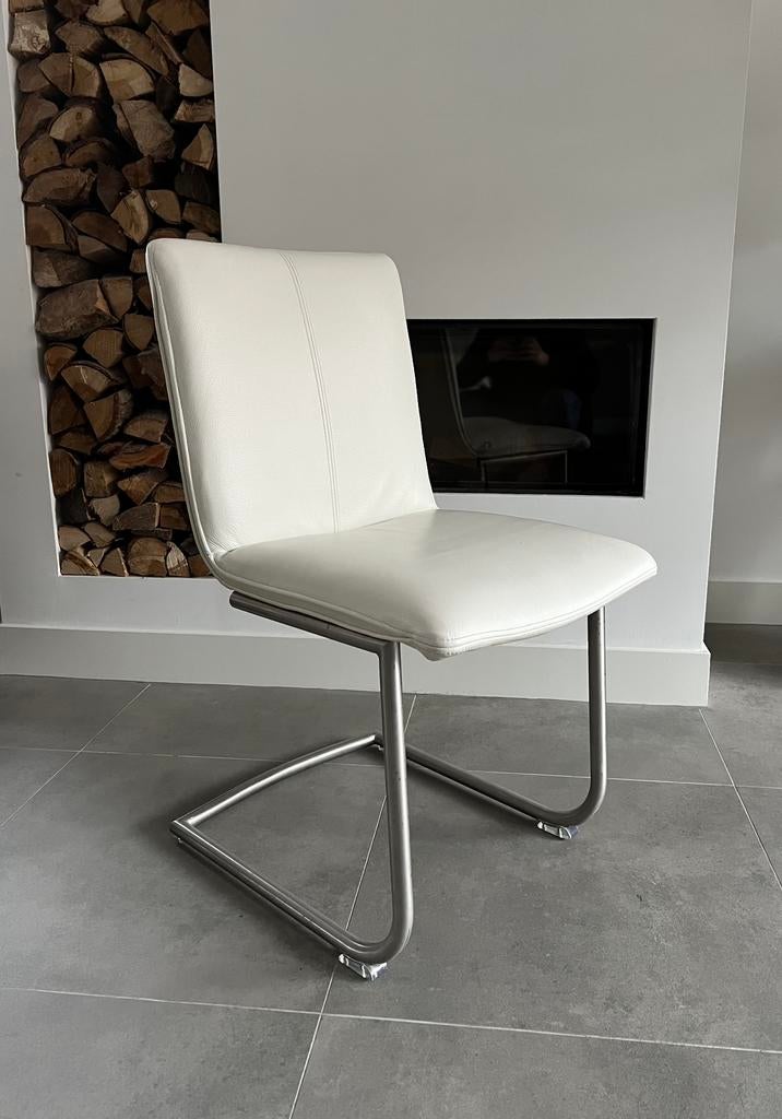 4/6 wit lederen Henders en Hazel design eetkamerstoelen, Huis en Inrichting, Stoelen, Ophalen, Wit, Niet opgegeven, Zo goed als nieuw