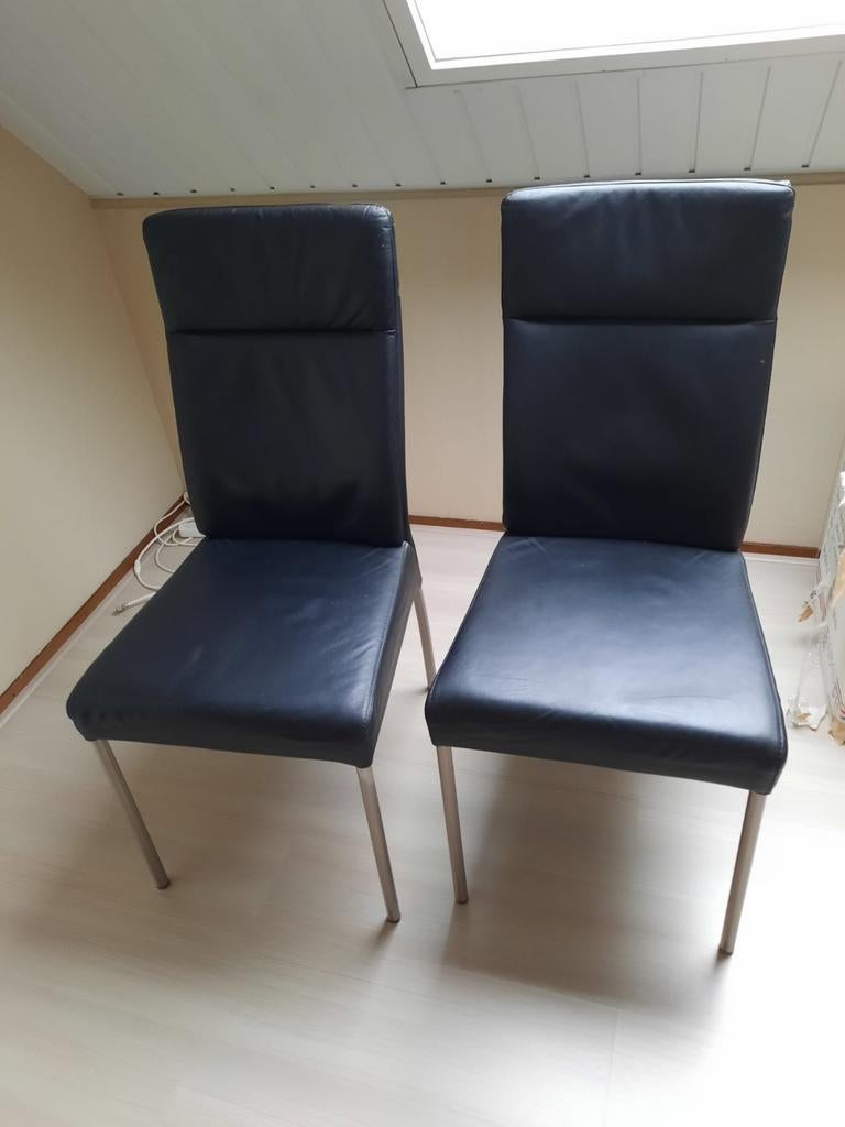 4x leren stoelen, Ophalen, Gebruikt, Zwart, Leer