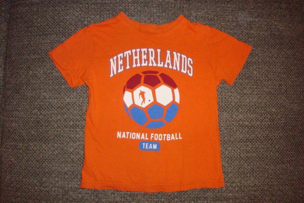 Koningsdag, oranje t-shirt, Netherlands vlag bal, maat 110, Kinderen en Baby's, Kinderkleding | Maat 110, Ophalen of Verzenden