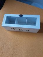 Riverdale theedoos met 3 vakken - wit houten design, Ophalen of Verzenden