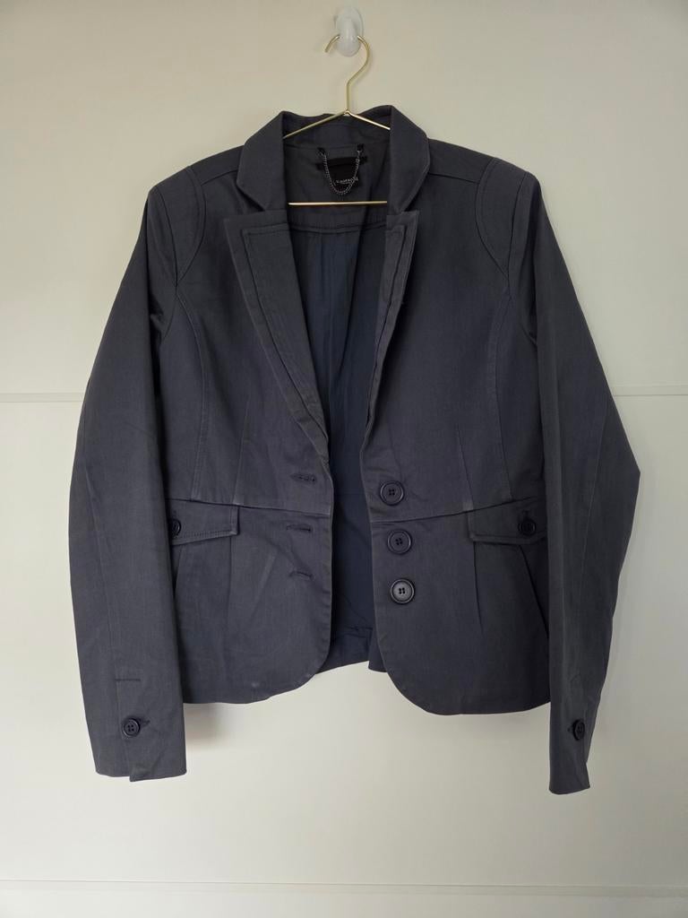 Grijsblauwe blazer van Zaatxchi in maat M, Ophalen of Verzenden, Zo goed als nieuw, Maat 36 (S), Jasje