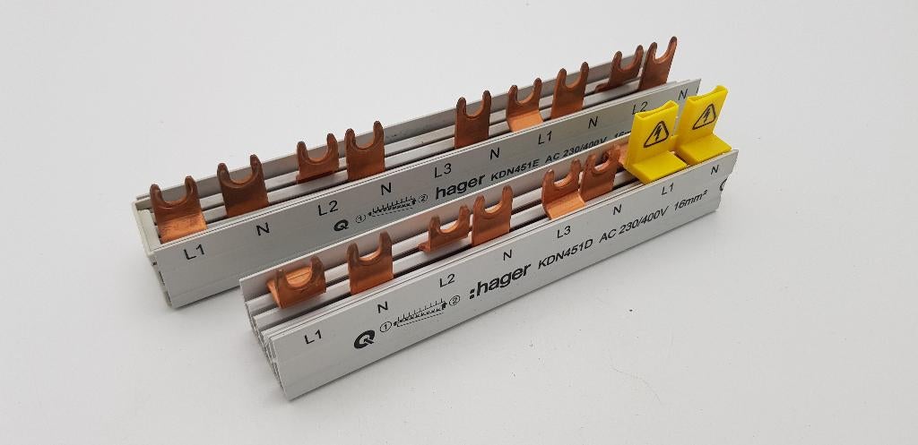 Hager Quickbusbar - Kamrail 3-fase KDN451D 2 posities (2x), Gebruikt, Onbekend, Ophalen of Verzenden, Onbekend