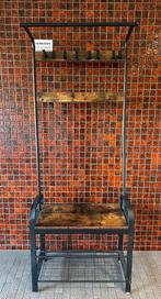 Kapstok met bankje en schoenenrek - Zwart met hout, Huis en Inrichting, Woonaccessoires | Kapstokken, Ophalen, Zo goed als nieuw