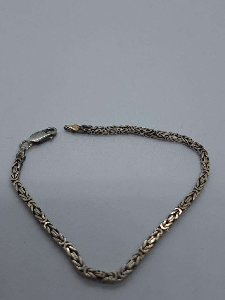 925 Zilveren Koningsarmband - 19 cm, Ophalen of Verzenden, Gebruikt, Zilver, Zilver