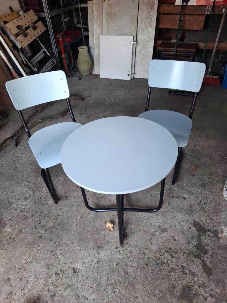 Vintage retro eettafel met twee stoelen, Ophalen, Gebruikt, 100 tot 150 cm, 50 tot 100 cm