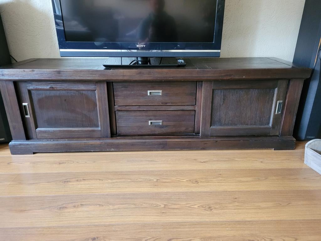 TV -meubel Acaciahout, Ophalen, Gebruikt, 150 tot 200 cm, Minder dan 100 cm