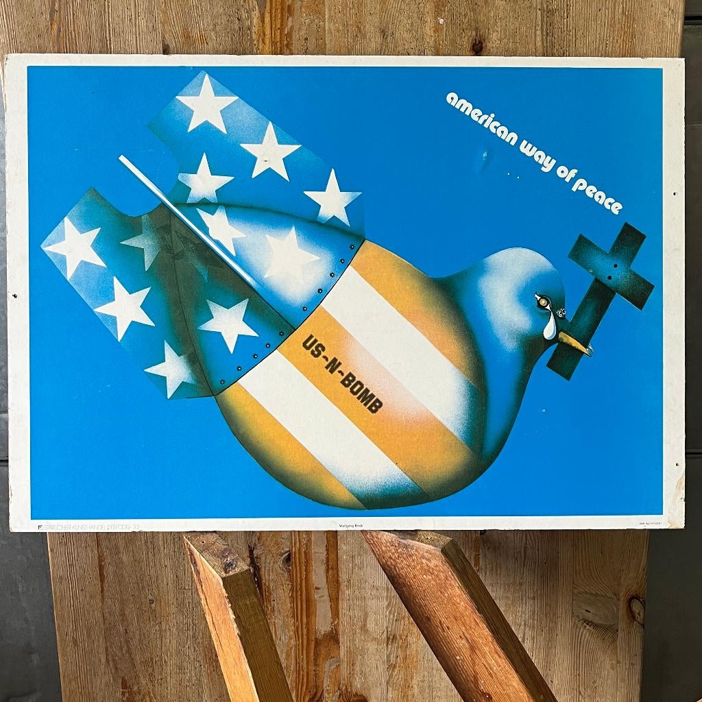 Propaganda poster uit de jaren 80 DDR door Wolfgang Brock, Gebruikt, Rechthoekig Liggend, Ophalen of Verzenden, A1 t/m A3