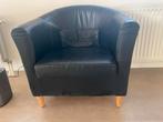 IKEA Trullstra fauteuil zwart leer - kraakt, zit lekker, Ophalen, Gebruikt, Leer, 75 tot 100 cm