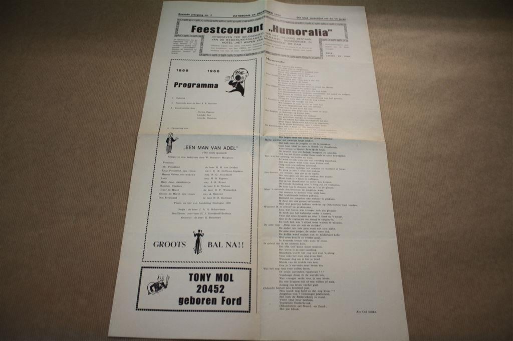 Feestcourant Humoralia - Rederijkers Oldambt 1966 !!, Boeken, Ophalen of Verzenden, Gelezen