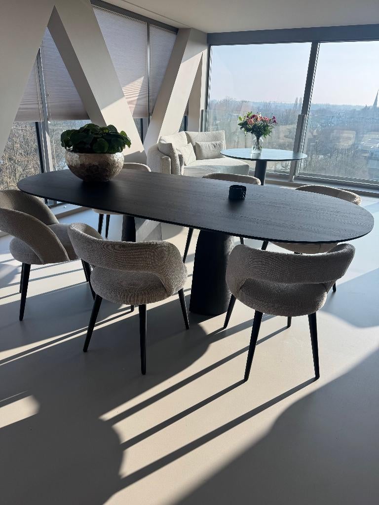 Mobitec Blossom Design Eettafel – Zwart Massief Eiken |, Ophalen, 100 tot 150 cm, Eikenhout, 200 cm of meer