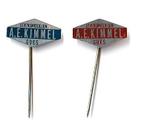 twee blikken spelden van kruidenier Kimmel uit Goes, Ophalen of Verzenden, Gebruikt, Overige onderwerpen, Speldje of Pin