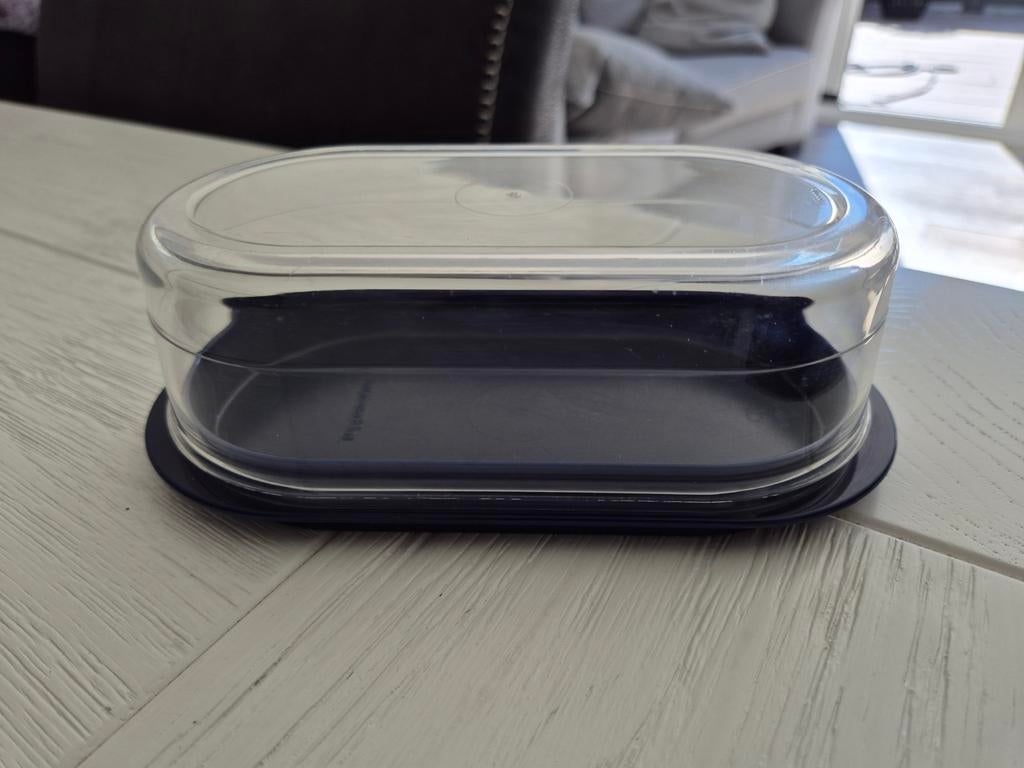 Tupperware botervloot donkerblauw met transparante deksel, Huis en Inrichting, Keuken | Tupperware, Ophalen of Verzenden, Gebruikt