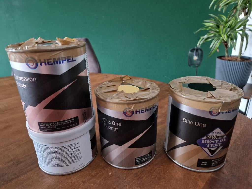 HEMPEL set primer / silic one tiecoat / topcoat antifouling, Watersport en Boten, Ophalen, Nieuw, Verven