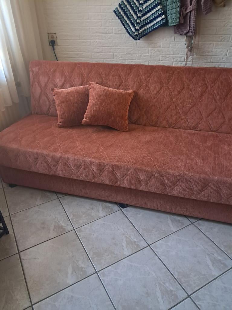 Slaapbank compleet met topper, Ophalen, Zo goed als nieuw, Tweepersoons