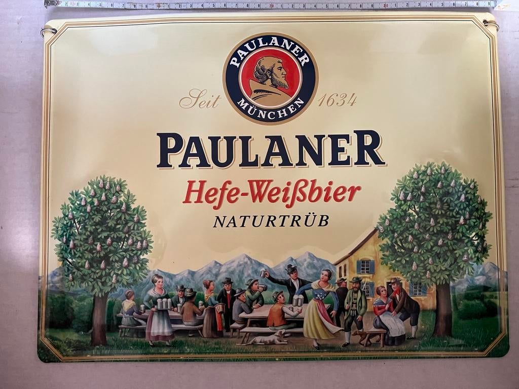 Paulaner en Schneider Weisse reclameborden, Verzamelen, Biermerken, Ophalen of Verzenden, Gebruikt, Reclamebord, Plaat of Schild