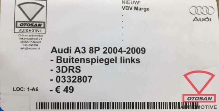 audi a3 8p 3drs 04 09 buitenspiegel spiegel links elekt. nie, Auto-onderdelen, Spiegels, AUDI AG, Kundenbetreuung@audi.de, Nieuw