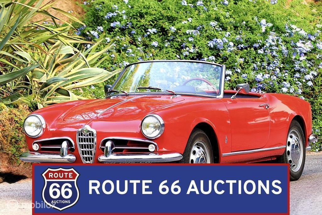 Alfa Romeo Giulietta Spider Veloce | 1958 | Route 66 Auction, Auto's, Oldtimers, Overige carrosserieën, Zwart, Bedrijf, Handgeschakeld