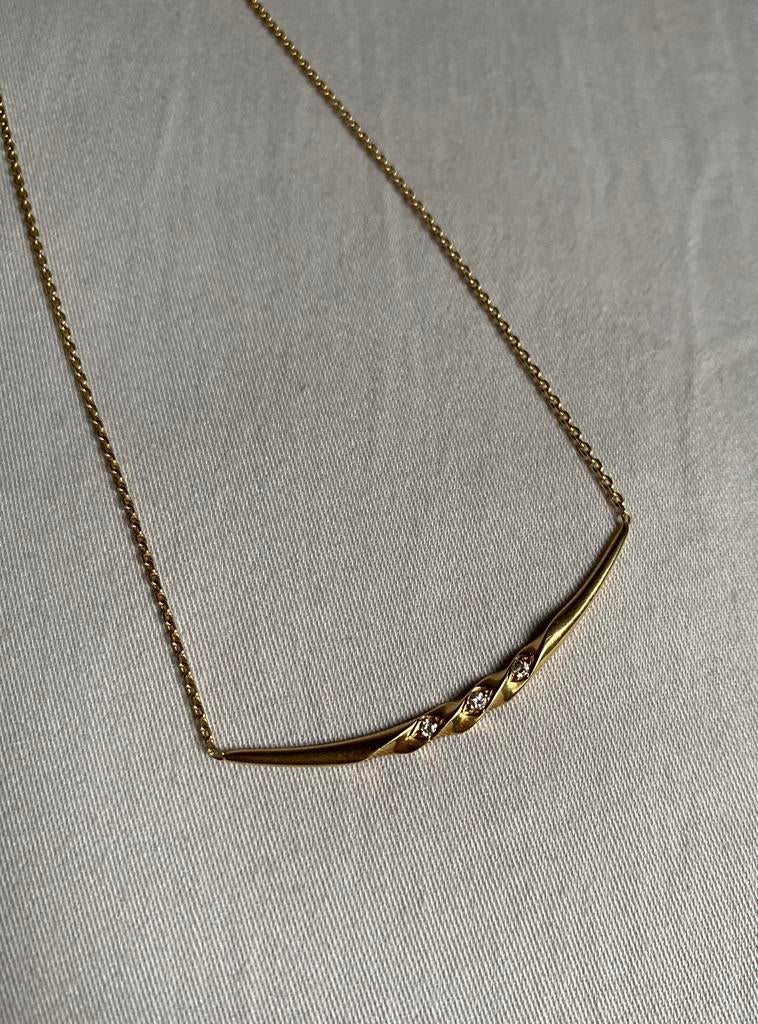 18 karaat gouden ketting collier diamanten, Verzenden, Zo goed als nieuw, Goud