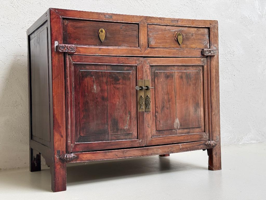 Traditionele Chinese Kast/Commode | 19e eeuw | Elmwood, Huis en Inrichting, Gebruikt, 50 tot 100 cm, Ophalen of Verzenden, Rechthoekig