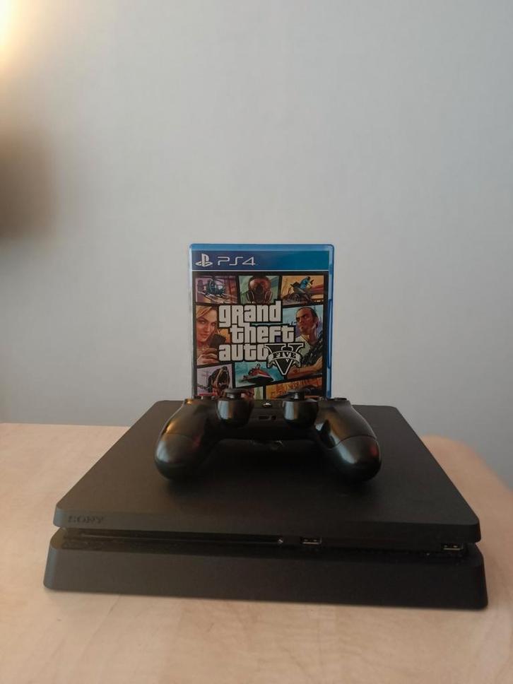 PS4 PlayStation 4 Slim, Spelcomputers en Games, Spelcomputers | Sony PlayStation 4, Gebruikt, Original, Met 1 controller, Ophalen