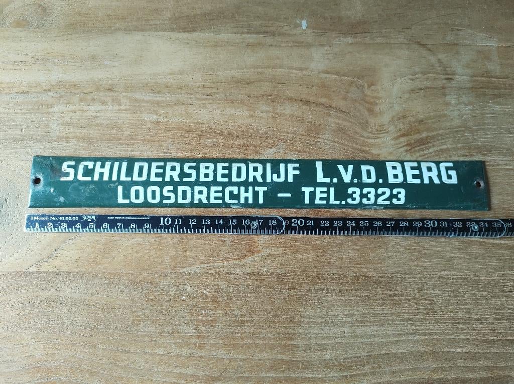 emaille naam bordje schildersbedrijf L v.d. Berg Loosdrecht, Ophalen of Verzenden