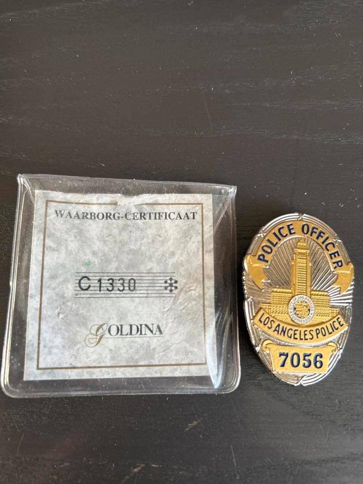 Los Angeles Police Officer Badge - Goldina Certificaat, Verzamelen, Overige Verzamelen, Zo goed als nieuw, Ophalen of Verzenden