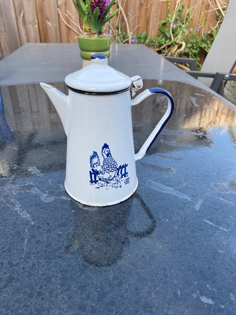 Vintage, decoratief- geëmailleerde koffiepot 22cm, Ophalen of Verzenden