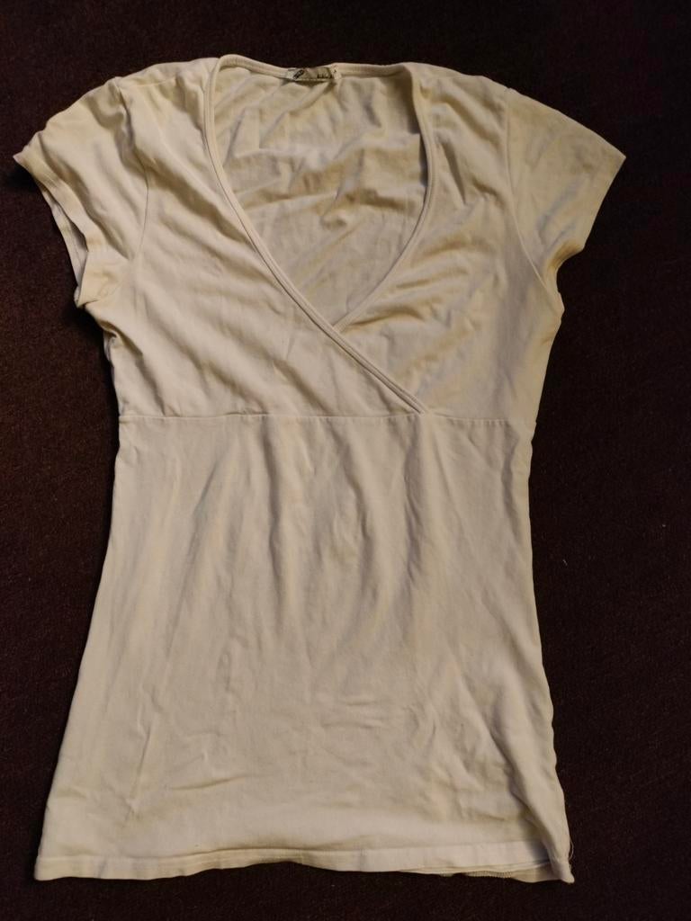 Overslagshirt met korte mouwen, maat M, Maat 38/40 (M), Wit, Kikiriki, Ophalen of Verzenden