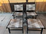 Woood-Set van 2 stoelen en 2 krukjes - Zwart/Wit geweven, Ophalen, Zo goed als nieuw, Overige materialen