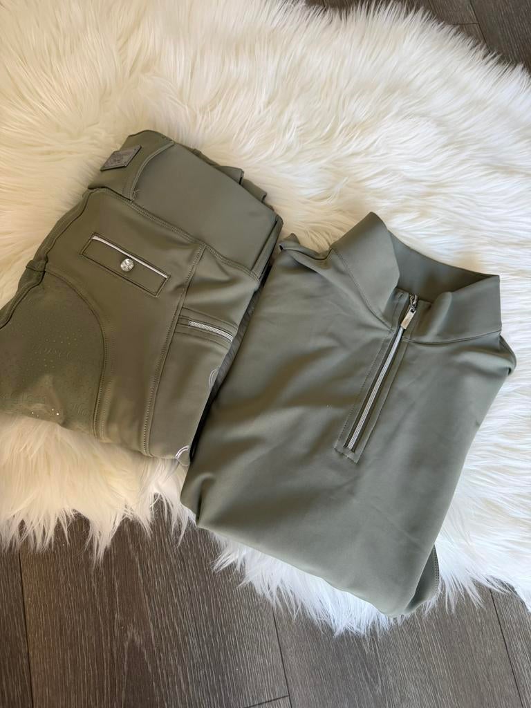 Horsegloss olive set nieuw xs (anky pikeur maya delorez), Dieren en Toebehoren, Paardrijkleding, Ophalen of Verzenden, Zo goed als nieuw