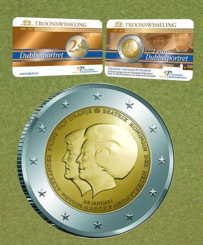 coincard troonwisseling zowel met als zonder boekje aanwezig, Postzegels en Munten, Munten | Europa | Euromunten, Setje, 2 euro