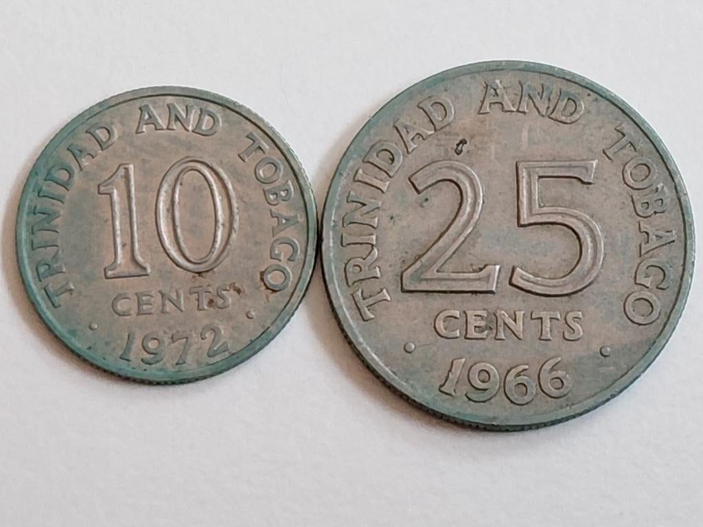 Trinidad & Tobago 10 Cent 1972 en 25 Cent 1966 Elizabeth II, Verzenden, Midden-Amerika, Setje