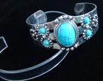 Armband Tibet zilver met Turquoise natuursteen Flex -NIEUW-, Nieuw, Ophalen of Verzenden, Met edelsteen, Zilver