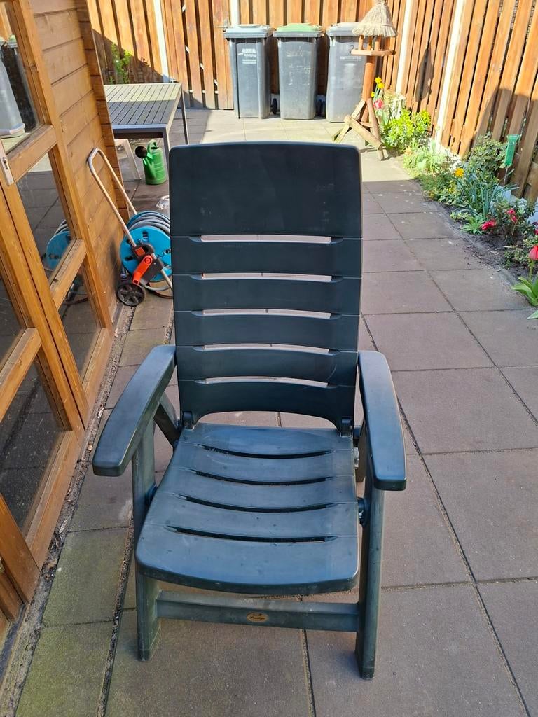 4 groene verstelbare Hartman tuinstoelen, Tuin en Terras, Ophalen, Gebruikt, Kunststof, Verstelbaar