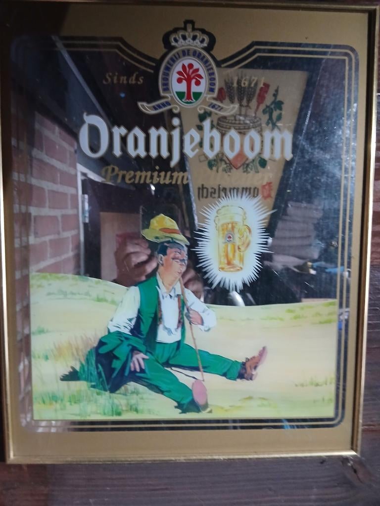 Spiegel  oranjeboom  bier, Verzamelen, Ophalen, Zo goed als nieuw, Reclamebord, Plaat of Schild, Oranjeboom