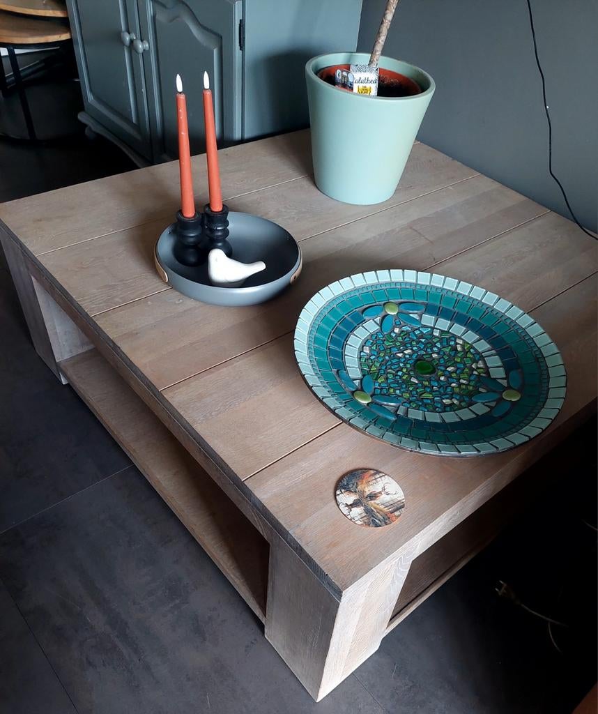 White wash salon tafel, Huis en Inrichting, Tafels | Salontafels, Ophalen, Rechthoekig, 50 tot 100 cm, Minder dan 50 cm