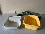 NIEUWSTAAT kaasdoos - kornuit - kaas bak TUPPERWARE GEEL, Ophalen of Verzenden, Nieuw, Geel, Bak of Kom