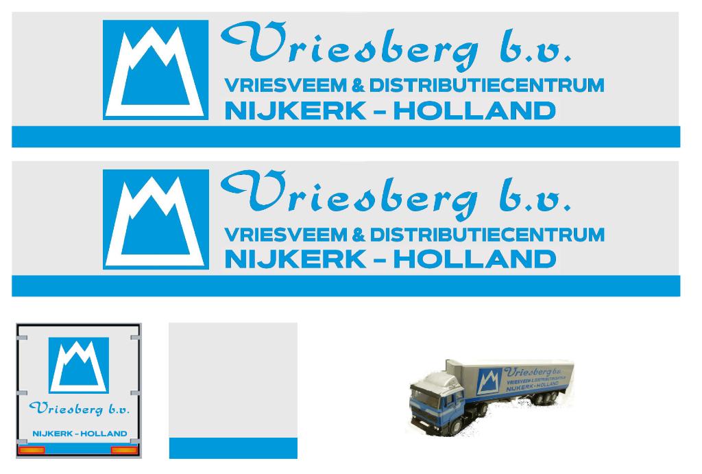 Vrachtauto decal 1:50 Vriesberg Nijkerk, Hobby en Vrije tijd, Modelauto's | 1:50, Verzenden, Nieuw, Bus of Vrachtwagen, Overige merken