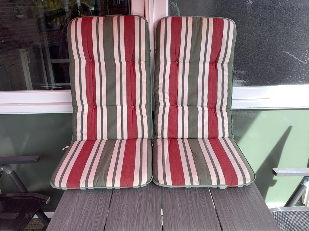 Twee tuinkussens, Tuin en Terras, Tuinmeubel-accessoires, Ophalen, Gebruikt