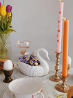 2X VINTAGE KERAMIEKEN BLOEMPOT | ZWAAN, -, -, Ophalen of Verzenden, Zo goed als nieuw