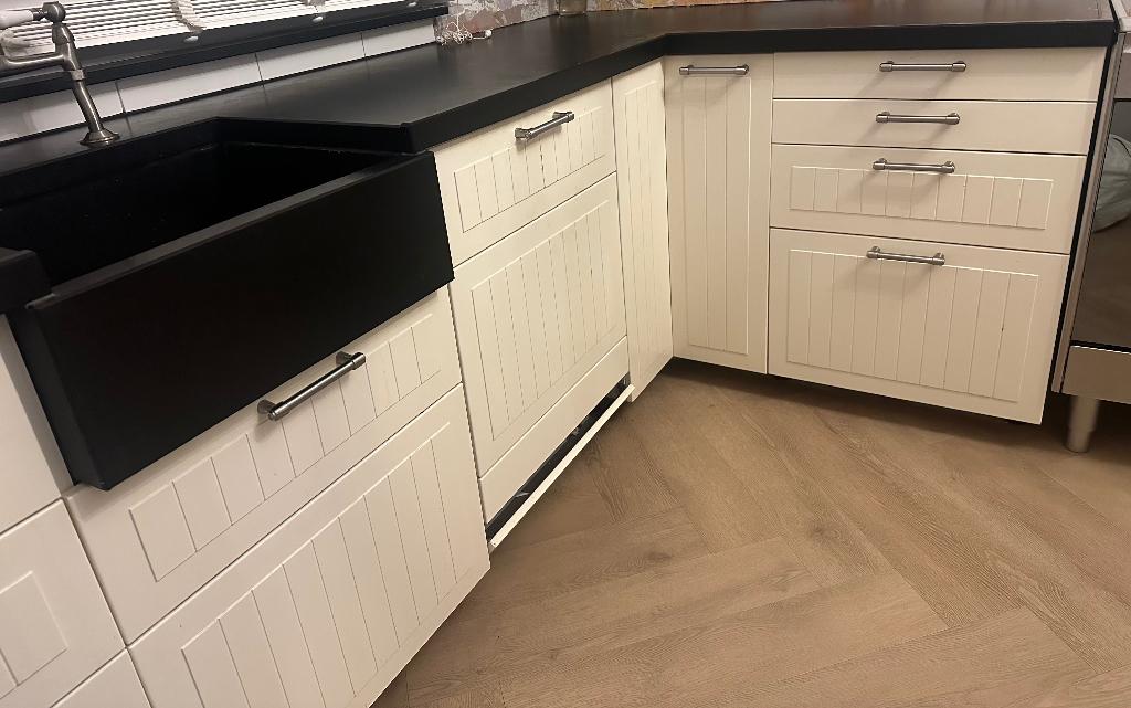 Granieten werkblad/aanrechtblad zwart graniet, Ophalen, Gebruikt, Zwart, 150 tot 200 cm