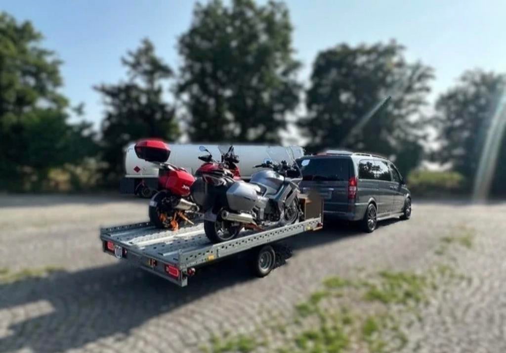 Te Huur Stema motortrailer voor 3 motoren extra lang 301cm, Motoren, Ophalen