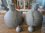 2 superleuke industriële hanglampen, zachtgrijs., Ophalen, Zo goed als nieuw, Minder dan 50 cm