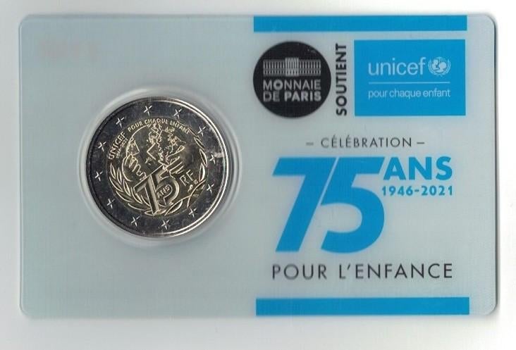 Frankrijk Unicef 2021 coincard, Ophalen of Verzenden, Frankrijk, 2 euro, Losse munt